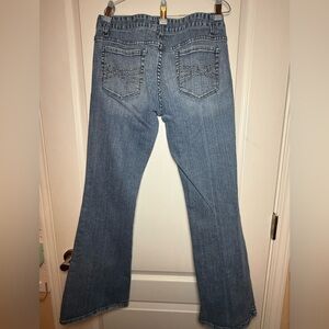 Aeropostale Women's Boot Cut Jeans - Blue with Rhinestone Pockets